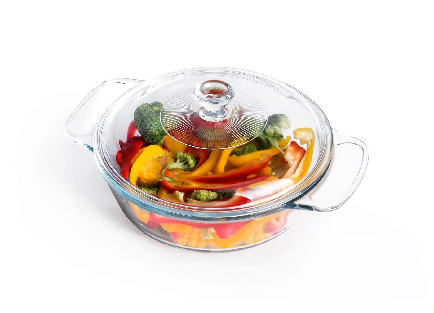 HUSANMP Clear Round Glass Casserole with Lid, Baking Dish with Glass Cover, Oven, Freezer and Dishwasher Safe (1.7-Quart Round)