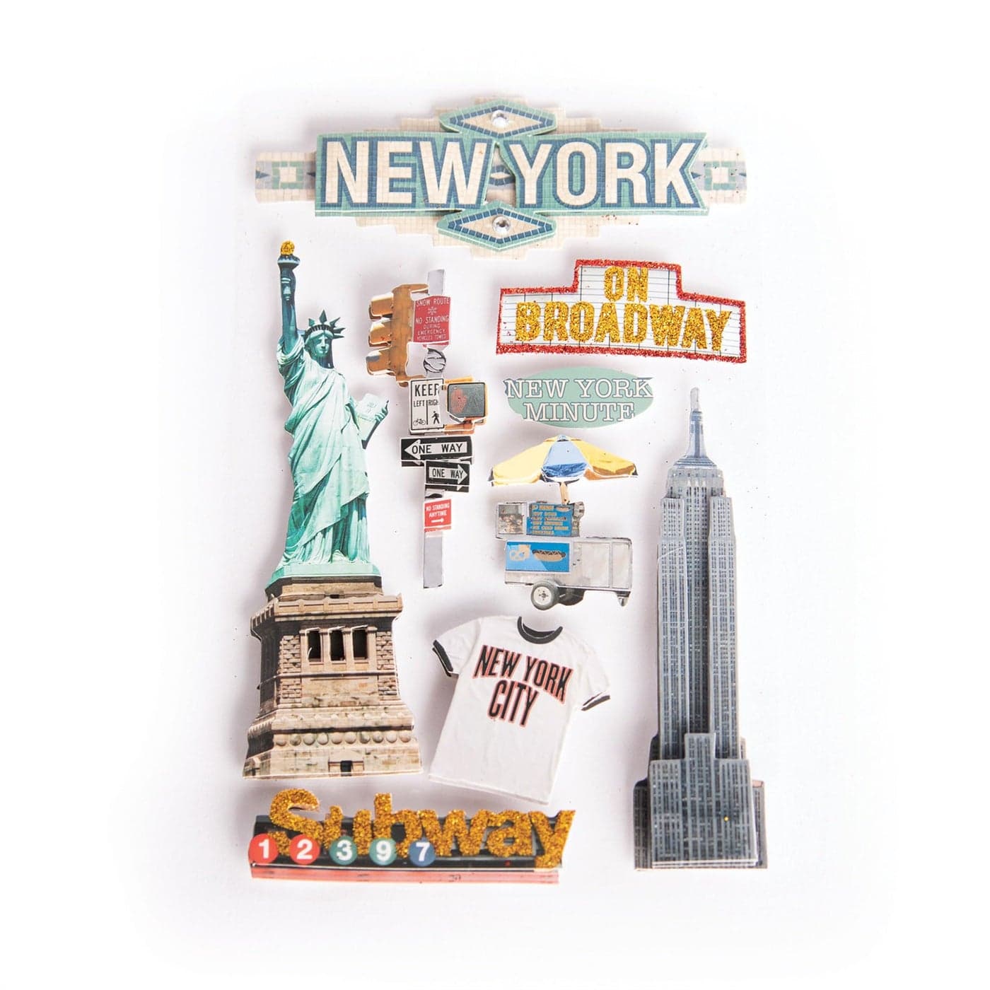 Paper House Productions STDM0011E 3D Cardstock Stickers New York City 3Pack