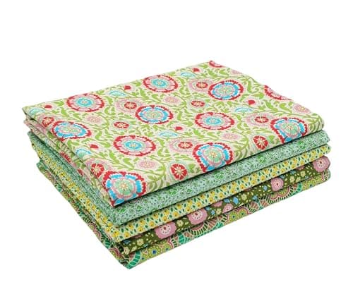 iNee Green Fat Quarters Fabric Bundles Precut Cotton Fabric Squares for Sewing Quilting 18 x 22 inches Green