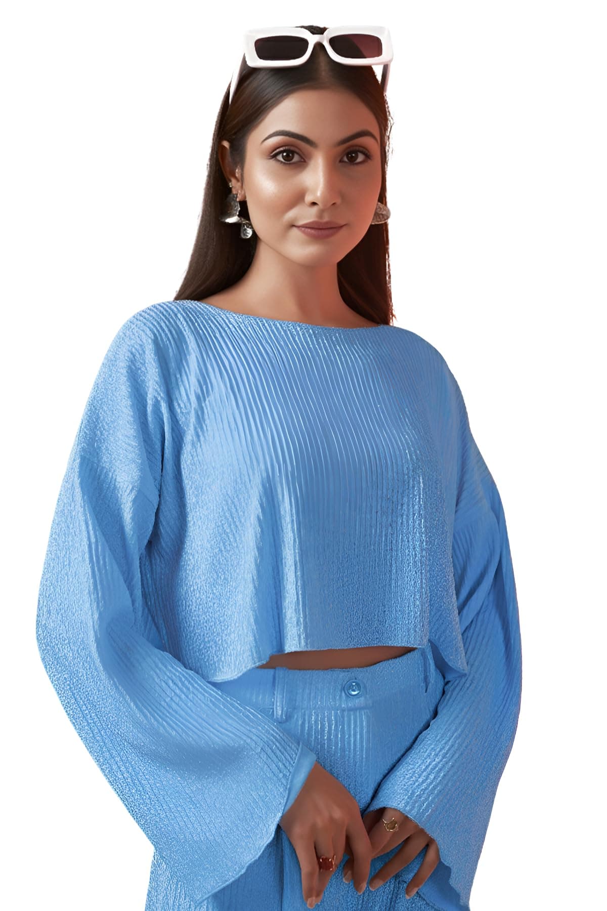 GRECIILOOKS Co-Ord Set for Women | Travel Co-Ord Set | Festive Co Ord Set for Women (in, Alpha, S, Regular, Light Blue)