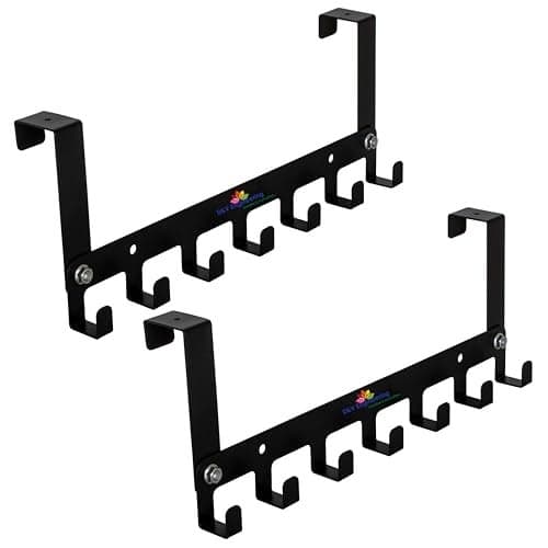 D&V Engineering Over The Door Hook Hanger | Heavy Duty Door Hanger for Clothes Without Drill | Towel Organizer for Bathroom | Suitable for Doors up to 35mm, Holds Upto 20kg (Pack of 2)