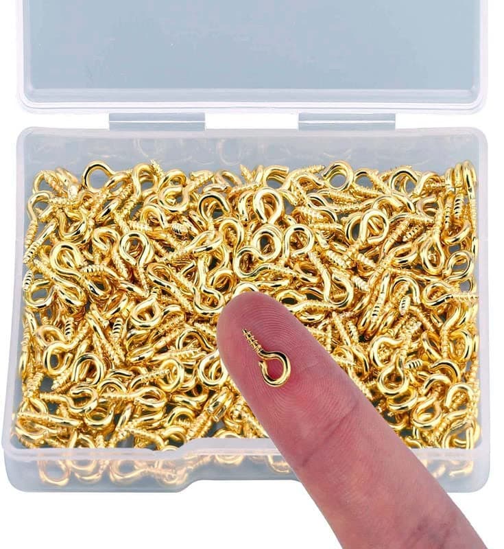 DIY Crafts Screw Eye Pins Hooks Eyelets Screw Threaded for Jewelry Making Findings DIY Crafts, Gold Color (Gold, 190)