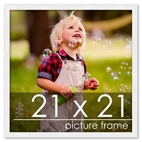 Poster Palooza 21x21 Frame White Solid Pine Wood Picture Frame | Includes UV Acrylic, Foam Board Backing & Hanging Hardware