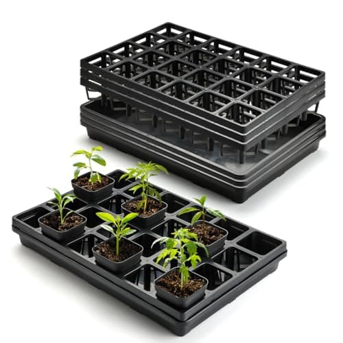 RooTrimmer 24 Cell Nursery Pots Trays (17"x11"x2") with Plastic Flat Seed Starter Trays, Durable Carrying Seedling Starter Tray, Reusable Planting Tray for Holding 2.7 inch Nursery Pots, 3 Sets Combo