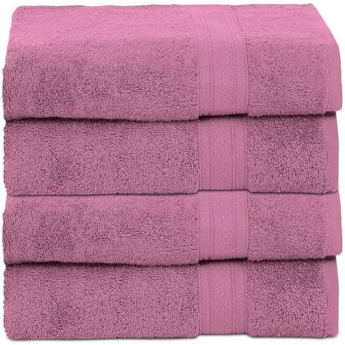 Ambra Linens 500 GSM Highly Absorbent Towel 100% Cotton, Soft and Plush, All Seasons Use, Large, Everyday Use, Durable (4 Pcs - Bath Towels, Lilac)