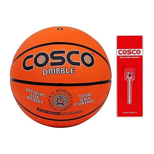 Cosco Rubber Basketball with Hand Pump, Size 7 (Multicolour)