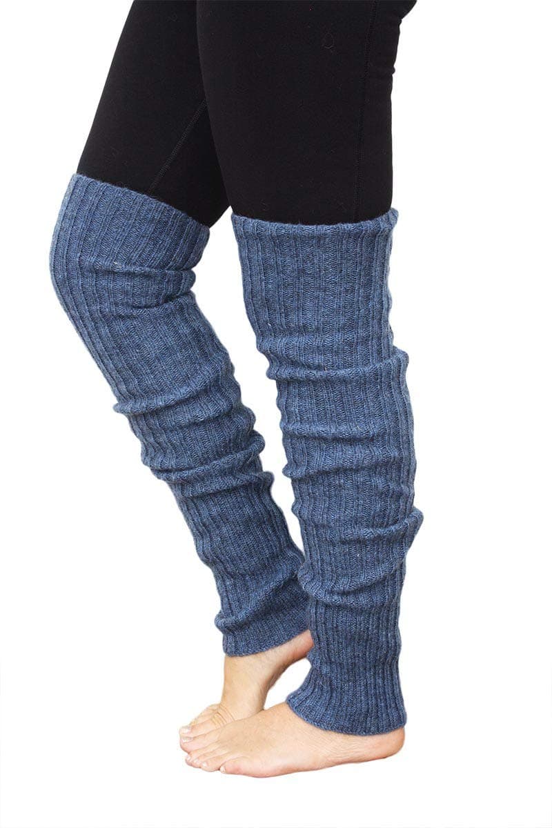 HIVER Adult Woollen Leg Warmers Women Winter Warm Fur Long Leg Warmers Over Knee High Footless Socks- Unisex(Light Grey)