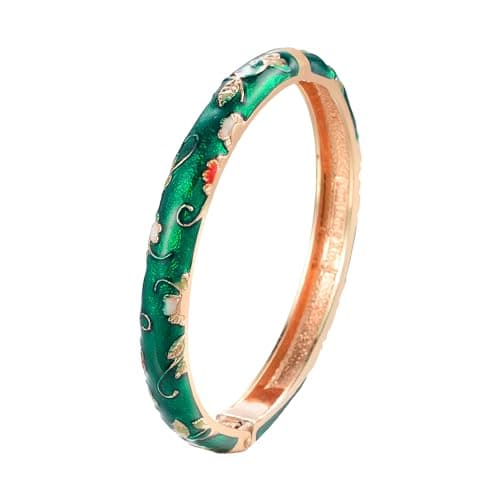 wynameleri Lastest Enamel Green Bangle Bracelet for Women in Gift Box