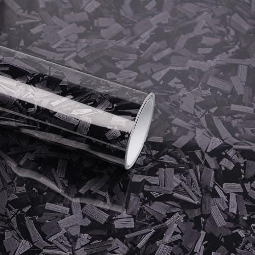 Lypumso Black Forged Carbon Fiber Vinyl Wrap, High Gloss Car Wrap Vinyl Film with Bubble Free Air Release Technology DIY Auto Decoration Sticker 1ft x 5ft