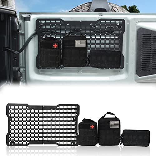 OMU Bronco Tailgate Molle Panel/Tailgate Tactical Panel with 3 Detachable Molle Pouch Compatible with Ford Bronco Accessories 2021 2022 (with Instructions)
