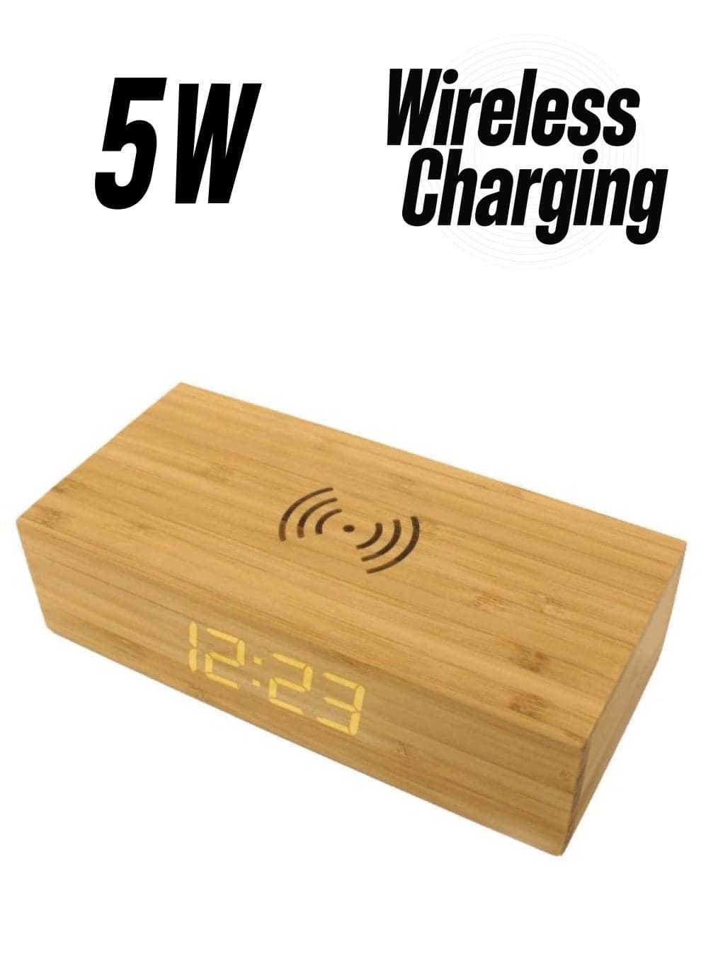 Bamboo Wireless Charger with Clock