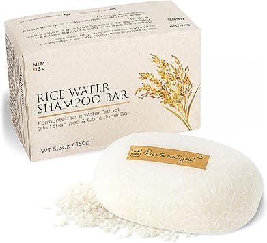 mimosu Hair Growth Shampoo Bar Fermented Rice Water 2in1 Shampoo Conditioner 5oz Unscented pH Balanced Solid Bar for Oily Hair Korean Hair Care