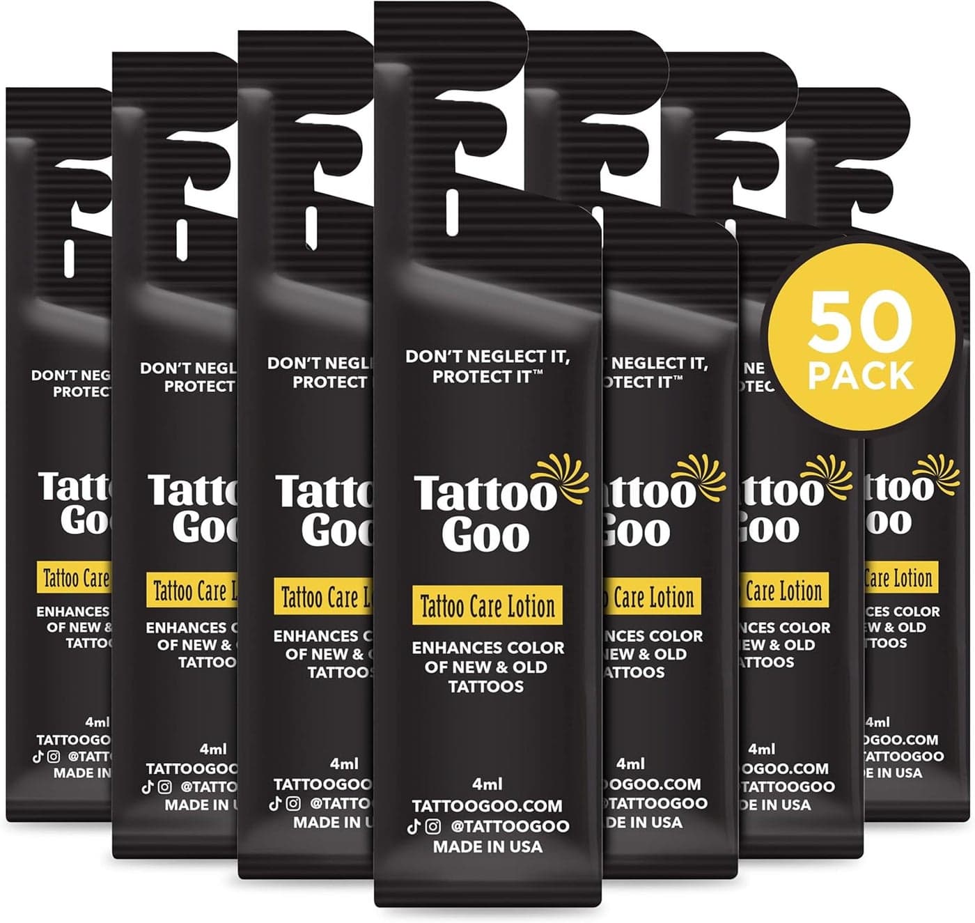 Tattoo Goo After Care Lotion Moisturizing Natural Tattoo Lotion for Color Enhancement with Olive Oil Healix Gold and Panthenol Vegan and PetroleumFree 50 Travel Size Packets Packaging May Vary