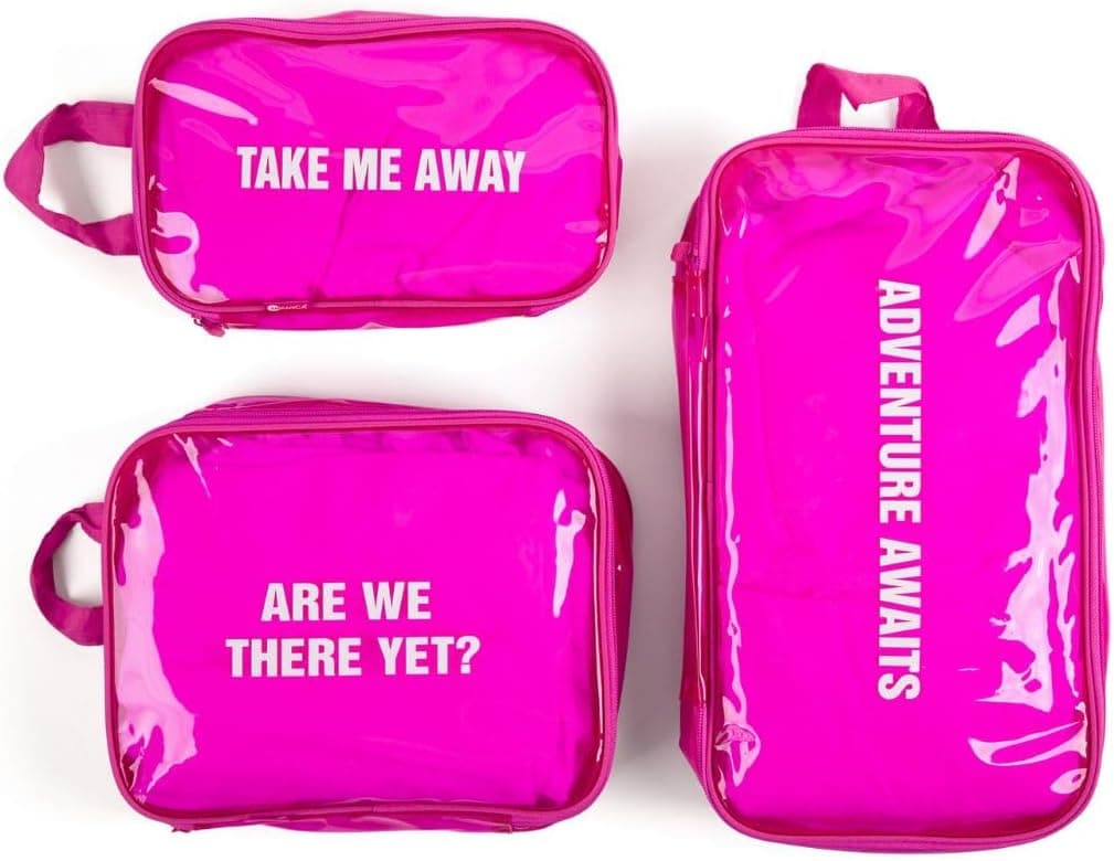 Miamica Malibu Babe Packing Cubes for Travel 3piece Organizing Set Pink