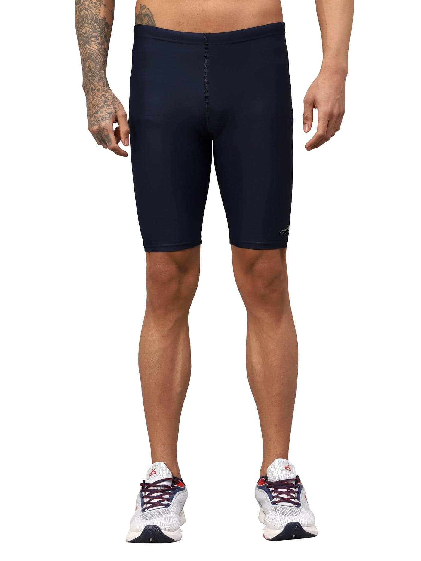 Vector X COMBAT-001 Unisex Men's Adult Compression Bottom Sports Tights Shorts Body fit Ideal for Gym, Running, Cycling, Swimming, Basketball, Cricket, Yoga, Football, Tennis, Badminton (M) Navy
