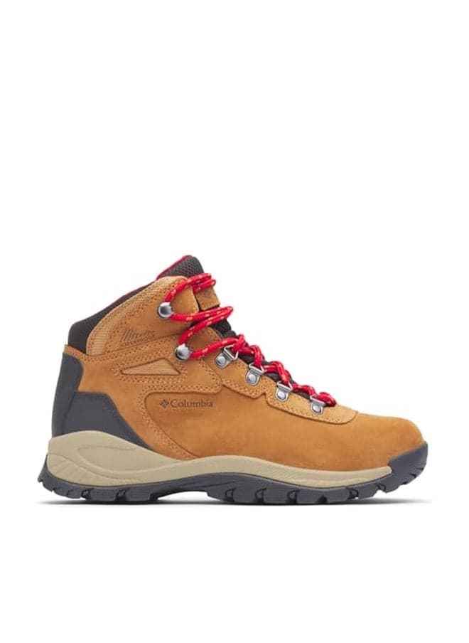 Columbia Womens Newton Ridge Plus Waterproof Amped, Elk/Mountain Red, 8.5