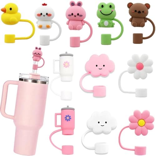 LDKEDKF 11Pcs Straw Cover for Stanley Cup, Silicone Straw Topper for Stanley Cup 30&40oz with Tumblers, 10mm 0.4in Lid Accessories (Reusable)