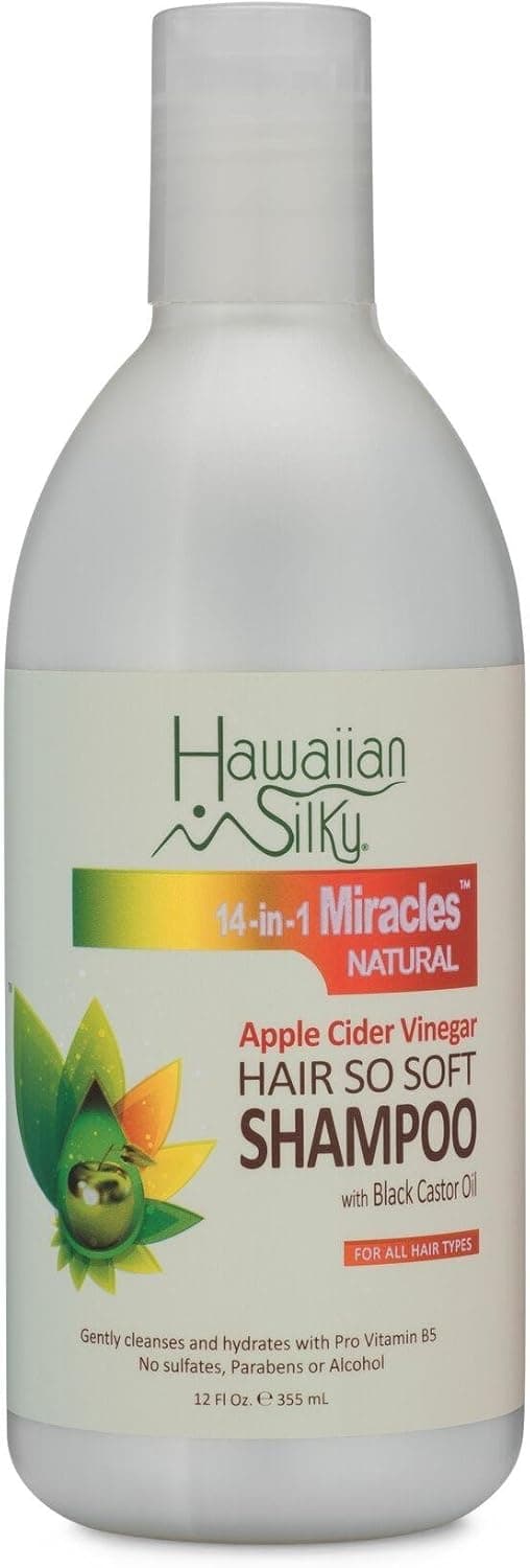Hawaiian Silky Apple Cider Vinegar Daily Shampoo SulfateFree 12 fl oz Black Castor Oil Enriched Extract Treat Dry and Damaged Scalp for Men Women Kids