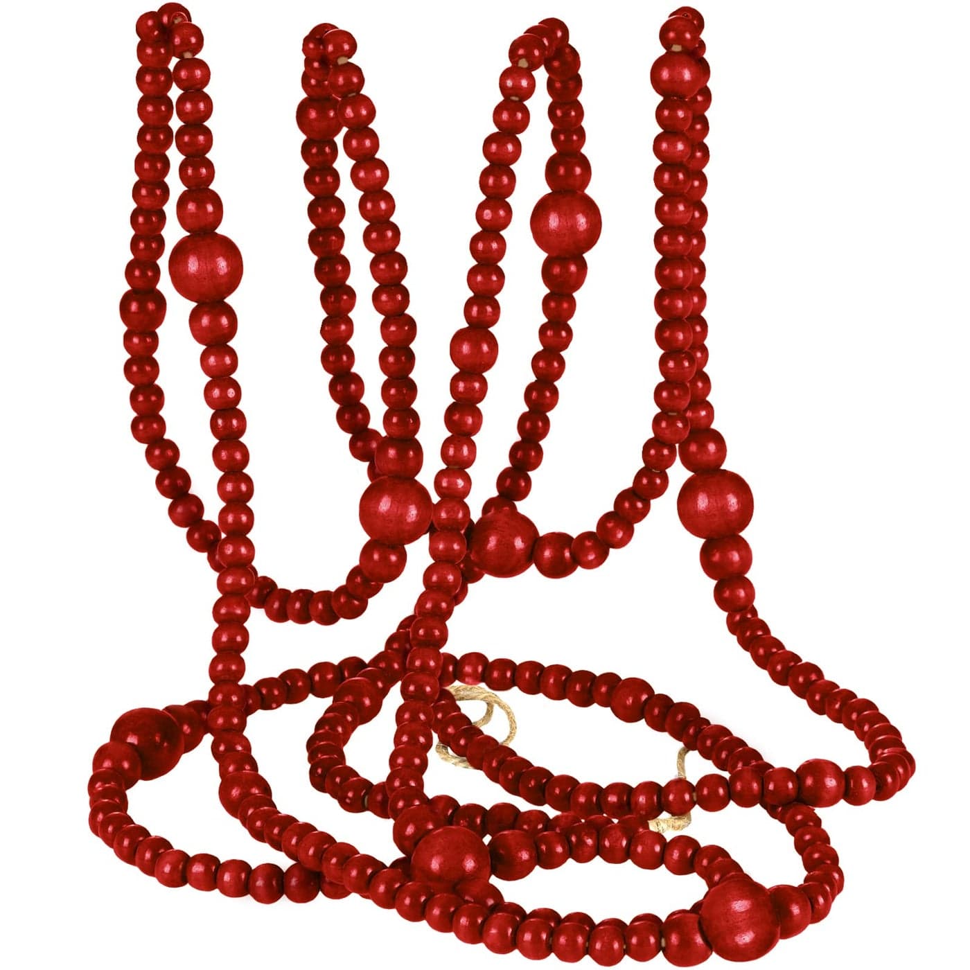 12 Feet Christmas Wooden Beads Garland Round Craft Farmhouse Vintage Wood Bead Garlands for Xmas Decoration SuppliesDark Red