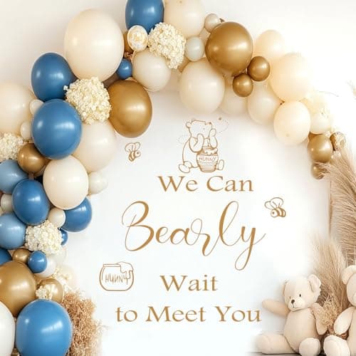 Winnie Baby Shower Decorations Sign Baby Shower Wall Decals Stickers Gender Reveal Party Decor for Arch Backdrop Welcome Sign Wall Decoration