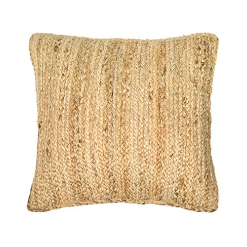 The Fine Living Co. Jute Throw Pillow Covers, Braided Decorative Pillow Covers, Farmhouse Accent, Pillows for Couch, Living Room Decor, 18 x 18 inch, Natural, 1Pc