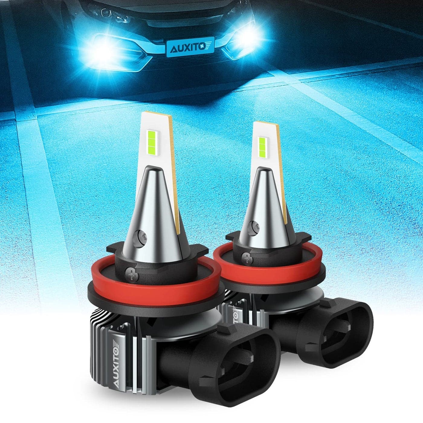 AUXITO H8 H11 H16 LED Fog Lights Bulbs 8000K Ice Blue 400 Brightness H11ll H8ll LED Bulbs DRL Fog Lamp Replacement Bulb Canbus Ready Plug n Play 2 Pack