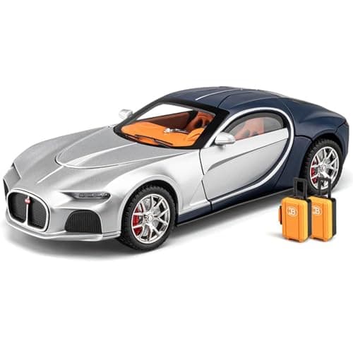 DEZICON 1:24 Scale Bugatti Toy Car for Kids Atlantic Model Car Diecast Metal Light Sound Pull Back Openable Door