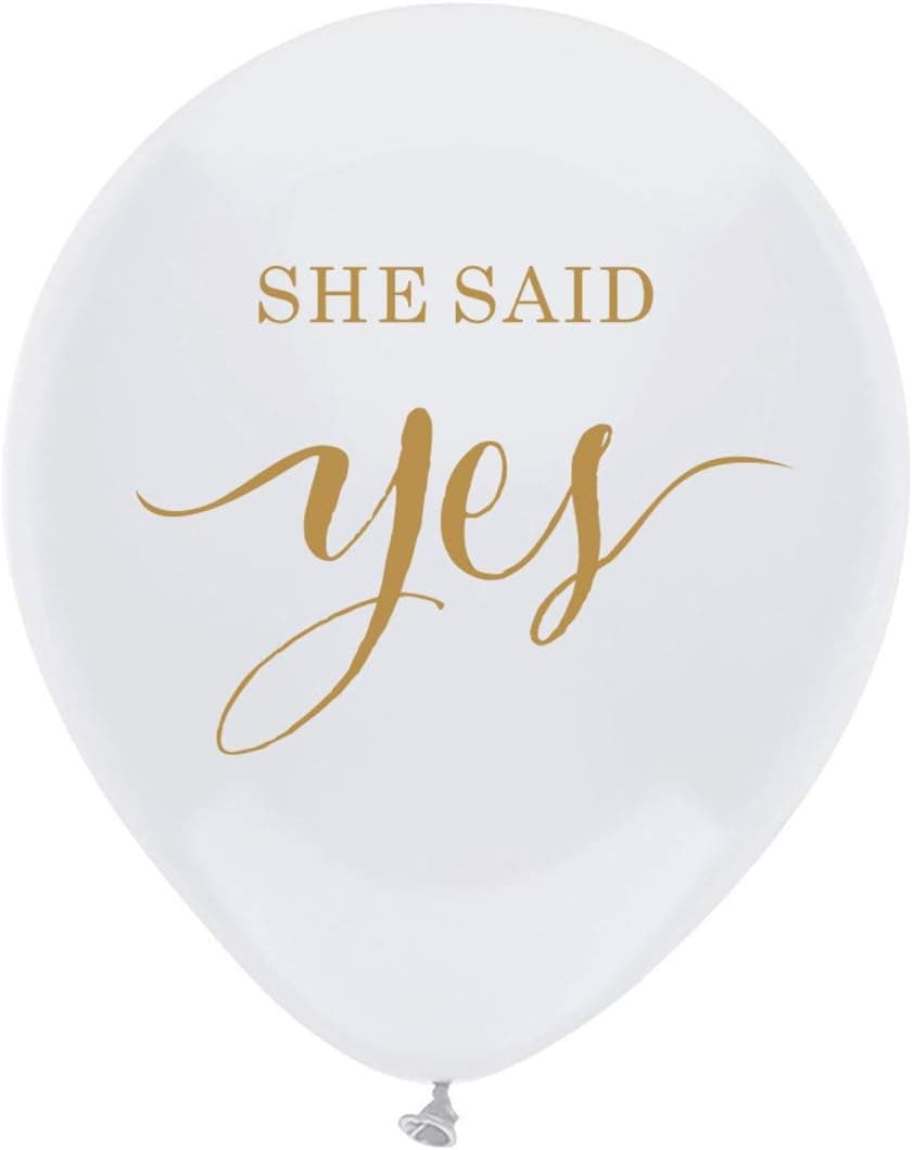 MAGJUCHE White she Said yes Balloons 16pcs Gold Bridal Shower Engagement Wedding Send Off Party Decorations Photo Prop