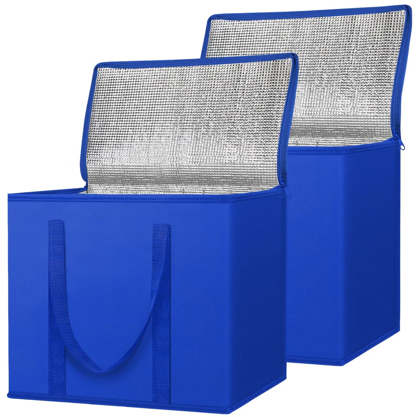 BALEINE 2Pk Insulated Reusable Grocery Bags Collapsible Cooler Bag for Groceries Heavy Duty Large Insulated Bag 16x9x13 Midnight Blue