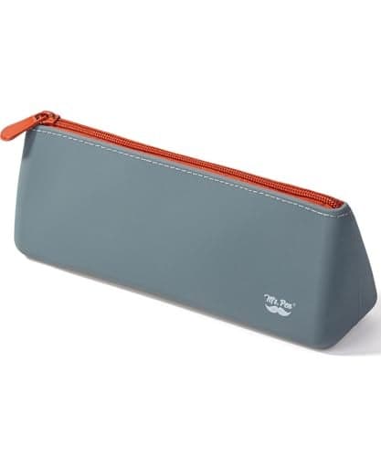 Mr. Pen- Silicone Pencil Case Pouch, Slate Blue, Aesthetic Triangular Design, Multipurpose, Aesthetic Pencil Case Small, Silicone Makeup Bag, Back to School Supplies