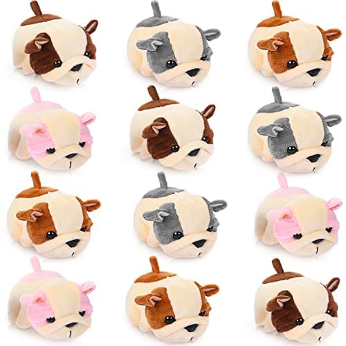 Chalyna 12 Pack Cute Plush Animal Figures 4 Inch Mini Plush Ornament Stuffed Keychain Tote Bag Pendant for Birthday Party Likes DIY Home DecorDog Style