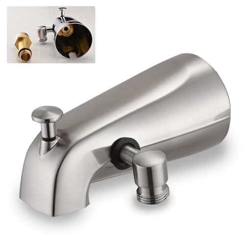 All Metal Tub Spout with Diverter Brushed Nickel Fits Threaded 12 or 34 IPS Tub Faucet with Shower Diverter