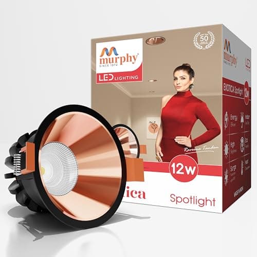Murphy Exotica 12W COB LED Spot Light for Ceiling | Premium Rose Gold Finish | 1200 Lumens Warm White (3000K) Downlight | Aluminium Body | 4kV Surge Protection | 2 Year Warranty | Pack of 1