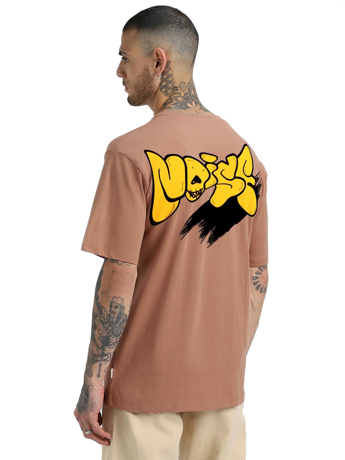Veirdo® Pure Cotton Half Sleeve Round Neck Oversized Fit Graphic Print Cork T-Shirt Men/Boys (OS_V_Noise_CB_L) (Available in from S to 2XL)
