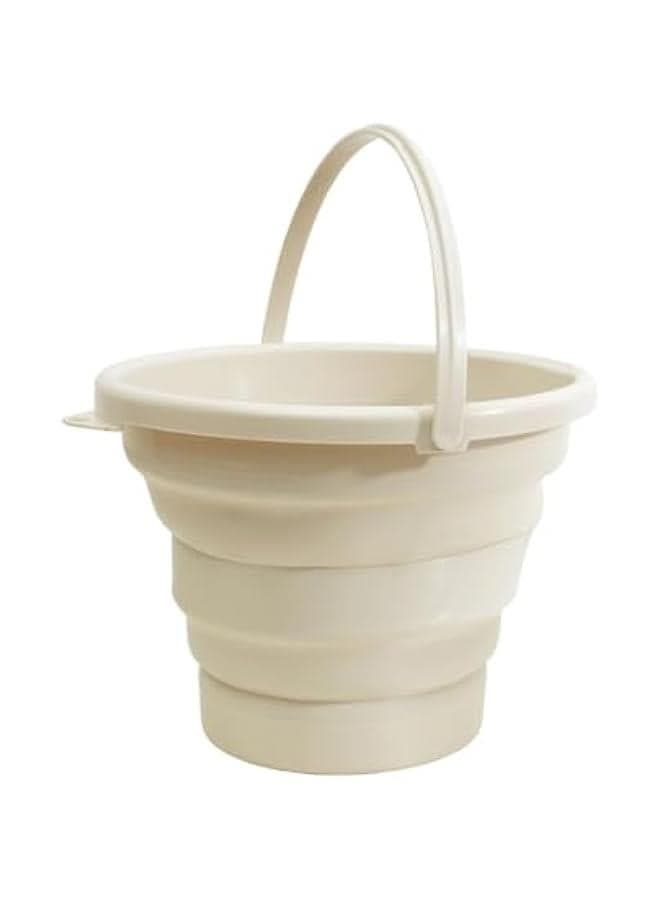 Collapsible Mop Bucket and Ice Bucket-10L(2.6 Gallon) Household Cleaning Silicone Dust Mops Bucket, Portable Bathroom Cleaning Supplies Bucket for Cleaning Caddy Spin Mops for Floor, Nordic Beige