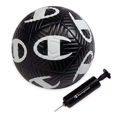 Champion Playmaker Soccer Ball Size 5 BlackWhite 12Panel Design Enhanced Control Durable TPU Cover Butyl Bladder for Indoor Outdoor Training Includes 6 Pump