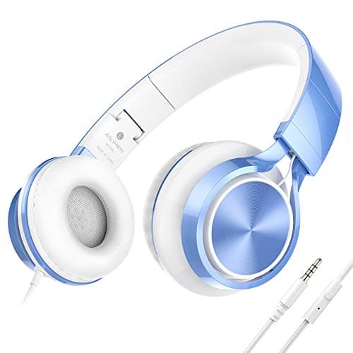 AILIHEN Kids Headphones for School Boys, Headphones with Microphone for Chromebook Laptop Computer Smartphone, 3.5mm Foldable Lightweight Headset for Teen Teenager (Blue)
