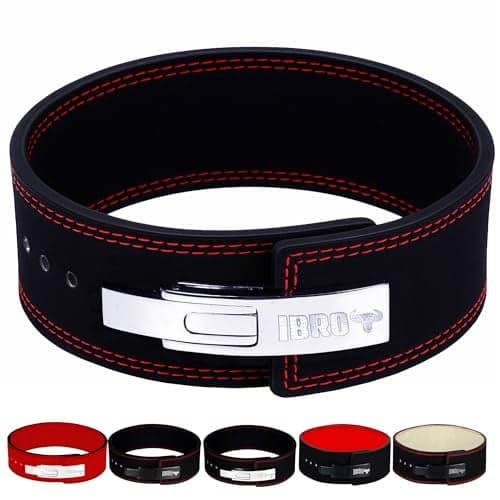 IBRO Powerlifting Lever Gym Belt – Power 10MM Extreme Heavy Duty Genuine Leather Belts - Squats Deadlifts Bodybuilding Weight Lifting IPF Power Lifting Strongman for Men Black L