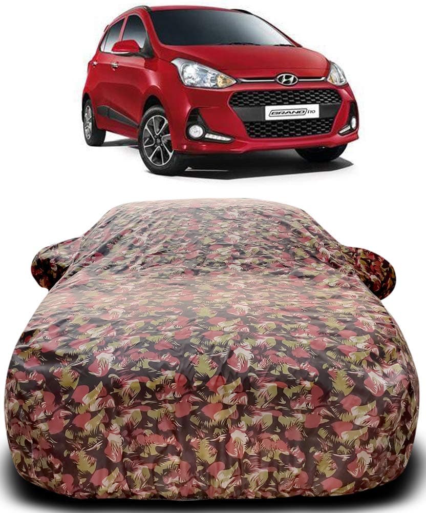 MOTROX Car Cover Compatible with Hyundai Grand i10 with Mirror Pocket Triple Stitched Bottom Elastic Water Resistant UV Protection & Dustproof Car Cover-GRN