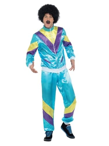 Smiffys mens 80s Height of Fashion Shell Suit Adult Sized Costume, Blue, M - US Size 38-40