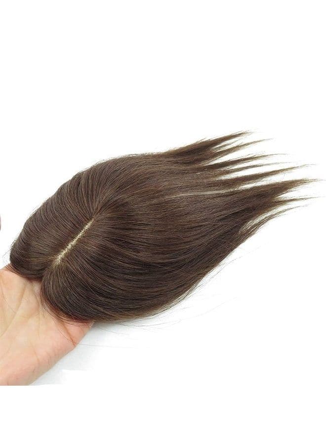 Real Human Hair Piece Pu Similar to Silk Base Women Topper or Toupee Wiglet Top Thin Loss Hair 7x10 Brown 30cm