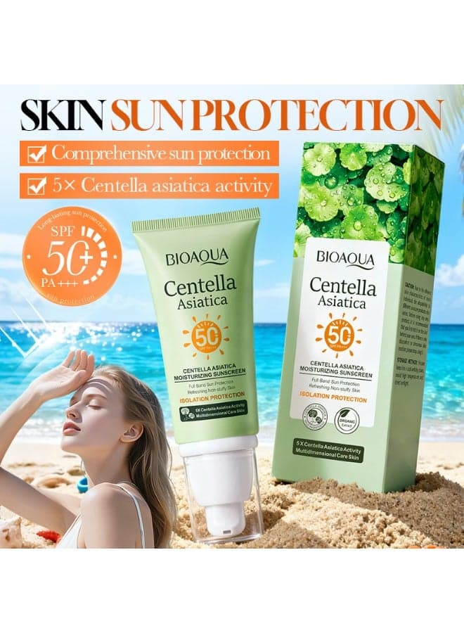BIOAQUA Centella Asiatica Moisturizing Sunscreen SPF50+ PA+++ | Centella Asiatica Moisturizing Sunscreen 50g - High SPF Sun Protection, Isolation, and Repair