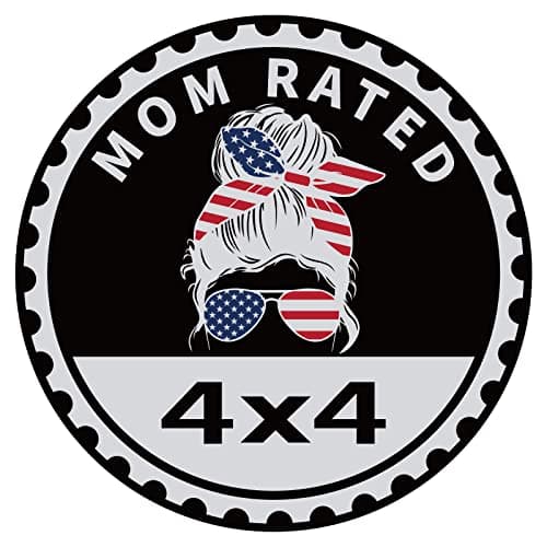 Mom Badge Rated Emblem 4 x 4 Metal Automotive Badge 3D Round Decals Compatible With Jeep Wrangler Vehicles Trucks SUV