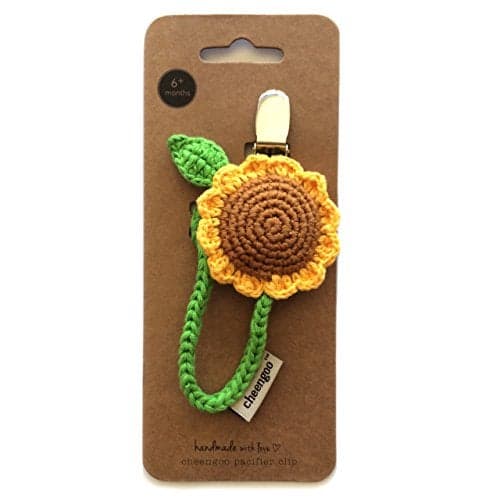 Cheengoo Organic Hand Crocheted Pacifier Clip Sunflower