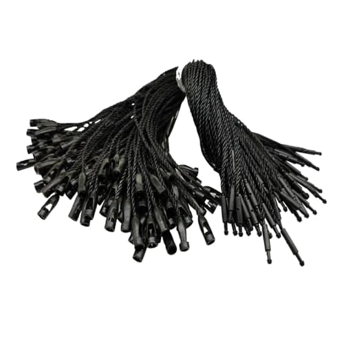 Rich Union Black White Hang Tag String Snap Lock Loop Pin Fastener Hook Tie for Clothing Price Tag Hhanging 6.3'' Inch (Black 1000pcs)