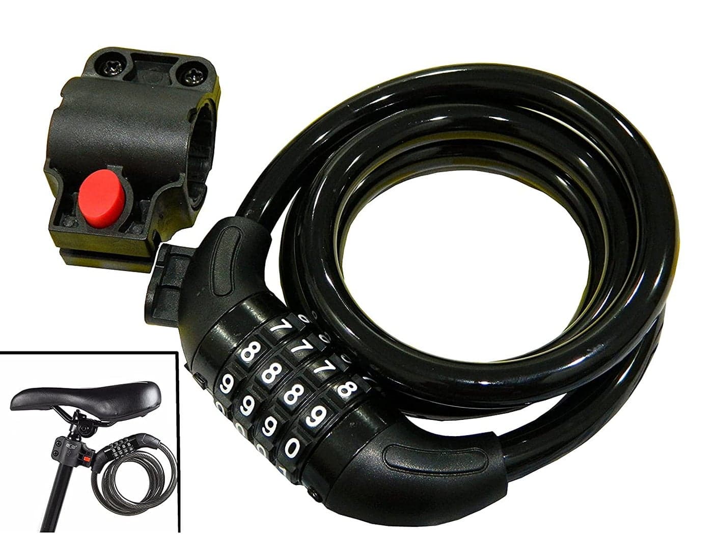 Lista Heavy Lock for Bike Helmet Cycle and Luggage with Mounting Cycle Holder, Cycle Number Lock with clamp