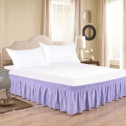 Levender Bed Skirt Wrap Around 600Microfiber with Easy Fit with 22 Inch Tailored Drop Shrinkage and Fade Resistant with Microfiber 22 Bed Skirt Queen Size 60 x 80