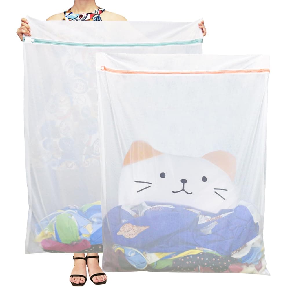 Tenn Well Extra Large Mesh Laundry Bags 2 Pack 43 x 35 inch Jumbo Delicates Bag for Washing Machine Large Mesh Bags for Delicates Coats Blankets Bedding Toys Pet Items