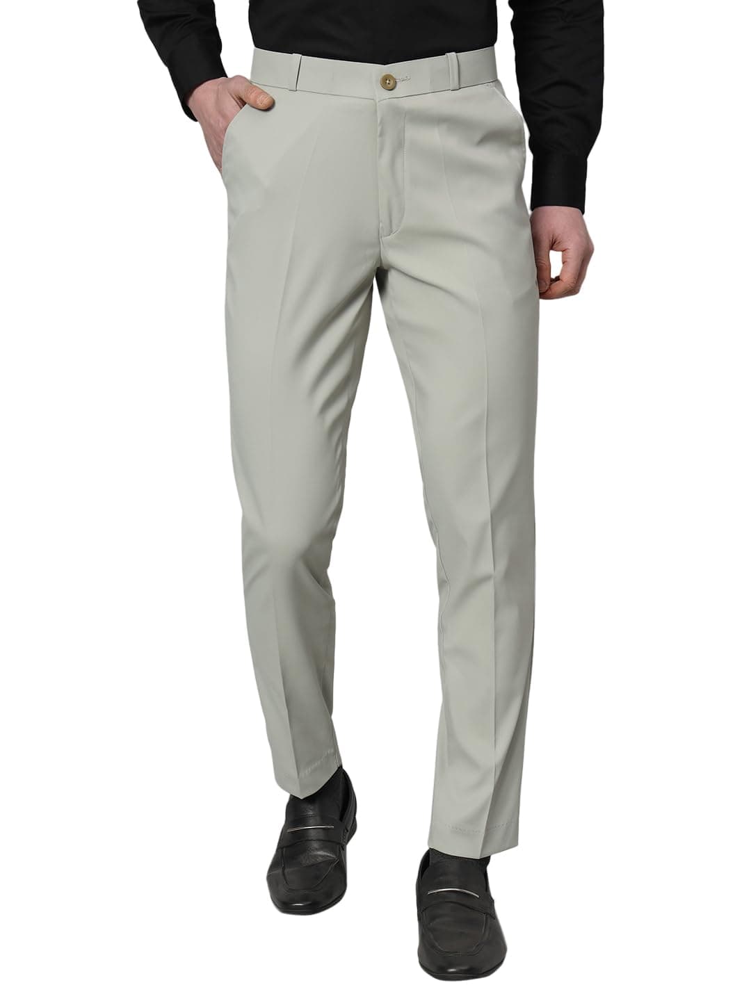 Ragzo Light Grey Slim Fit Formal Trouser Pants for Men_32