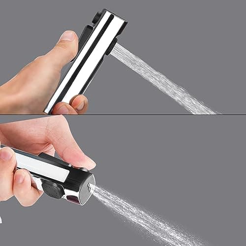 BonKaso HF Quadra Health Faucet with High Pressure 1 metre Stainless Steel Tube and Hook - Jet Spray for Toilet (Chrome Plated)